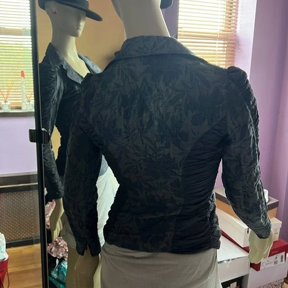 Anne Fontaine jacquard fitted rushed zipper suit jacket FR36 US 4-6 - Picture 6 of 12